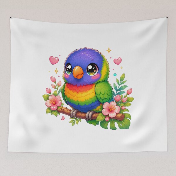 Item preview, Kawaii Rainbow Lorikeet – Cute Tropical Bird Pastel Chibi Art designed and sold by MarekoraStudio.