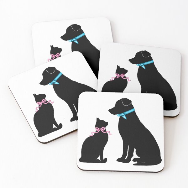 Item preview, Dog and Cat Silhouette Blue Bowtie Pink Ribbon designed and sold by Kaimarbe | Cute Stickers & Apparel.