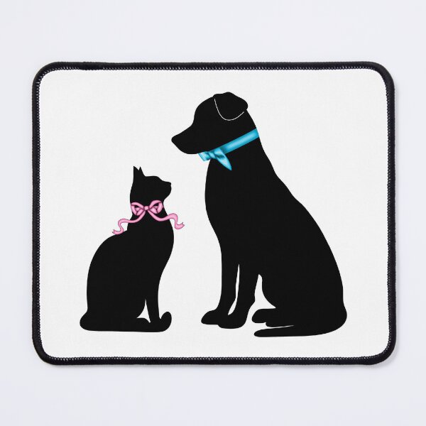 Item preview, Dog and Cat Silhouette Blue Bowtie Pink Ribbon designed and sold by Kaimarbe | Cute Stickers & Apparel.