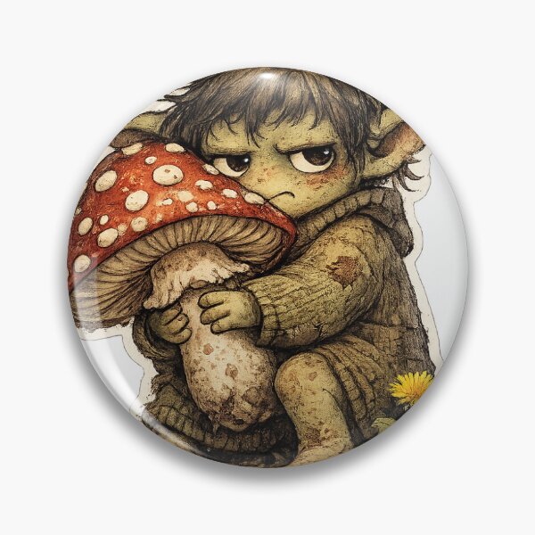 Item preview, Grumpy Little Forest Goblin with Mushroom designed and sold by SandiCreative.