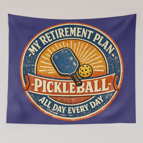 Item preview, My Retirement Plan Pickleball All Day Every Day – Funny Vintage Badge | Pickleball Retiree Gift designed and sold by irfanshikh.