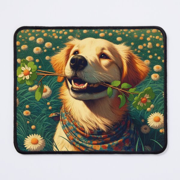Item preview, Golden Retriever with Flower, Ai Generated Art designed and sold by ACC .