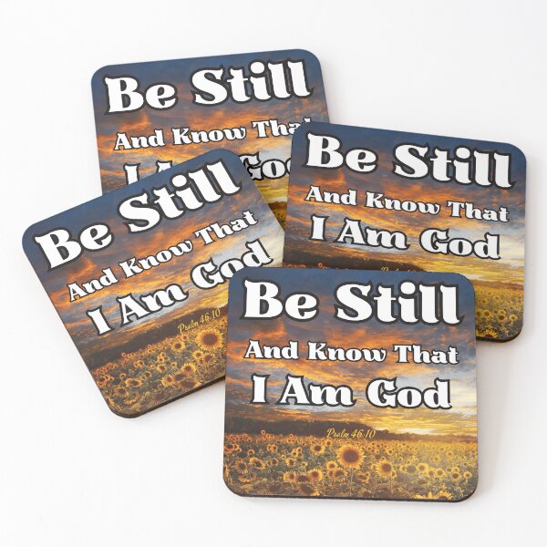 Item preview, Be Still and Know that I am God Bible Scripture Verse Sunflower Sunset Christian Gift designed and sold by Ceramic Scripture.