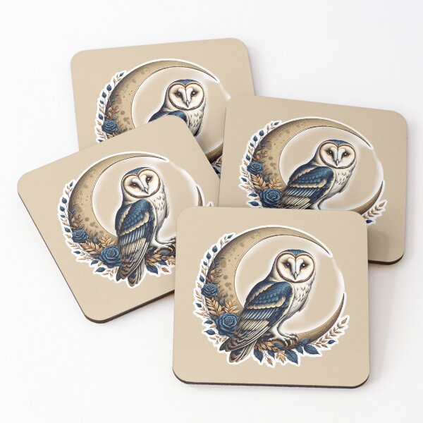 Item preview, Vintage Dark Academia Barn Owl on Crescent Moon - Mystical Blue Rose Sticker designed and sold by Picmagico.