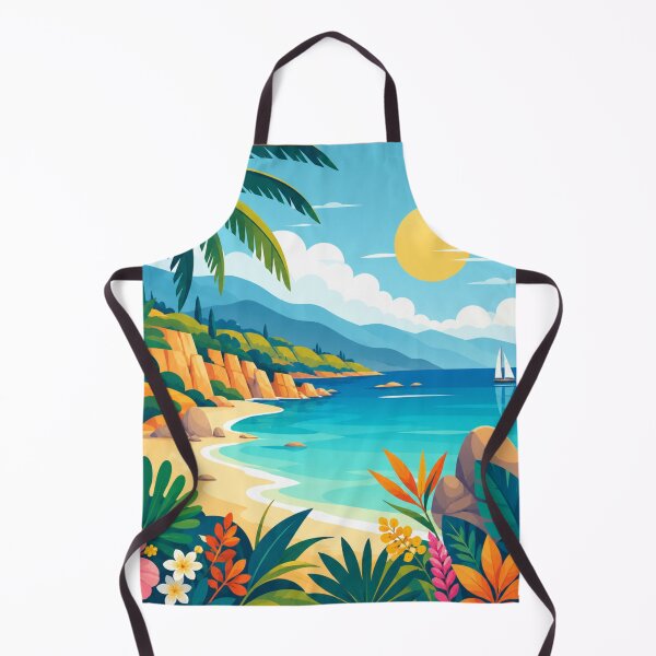 Item preview, Tropical Beach Paradise Coastal Landscape Illustration designed and sold by PixelParinda.