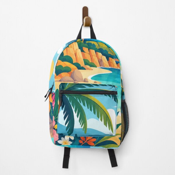 Item preview, Tropical Beach Paradise Coastal Landscape Illustration designed and sold by PixelParinda.