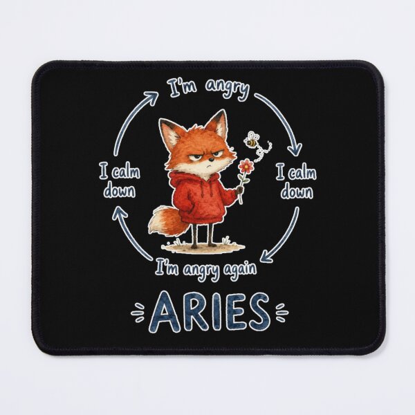 Item preview, Aries Angry Mood Cycle Cute Fox Zodiac Meme Art designed and sold by AMS.