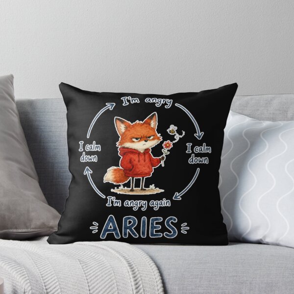 Item preview, Aries Angry Mood Cycle Cute Fox Zodiac Meme Art designed and sold by AMS.