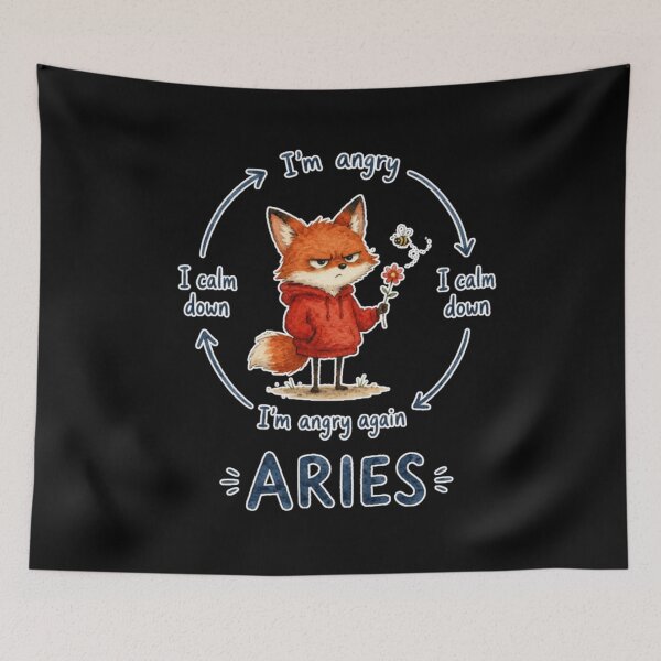 Item preview, Aries Angry Mood Cycle Cute Fox Zodiac Meme Art designed and sold by AMS.