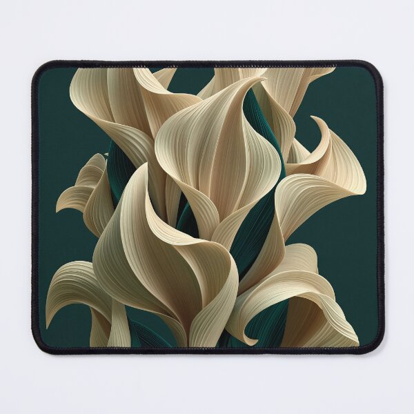 Item preview, Sculptural Organic Forms | Beige on Deep Forest Green Abstract Art designed and sold by SlowRegardArt.