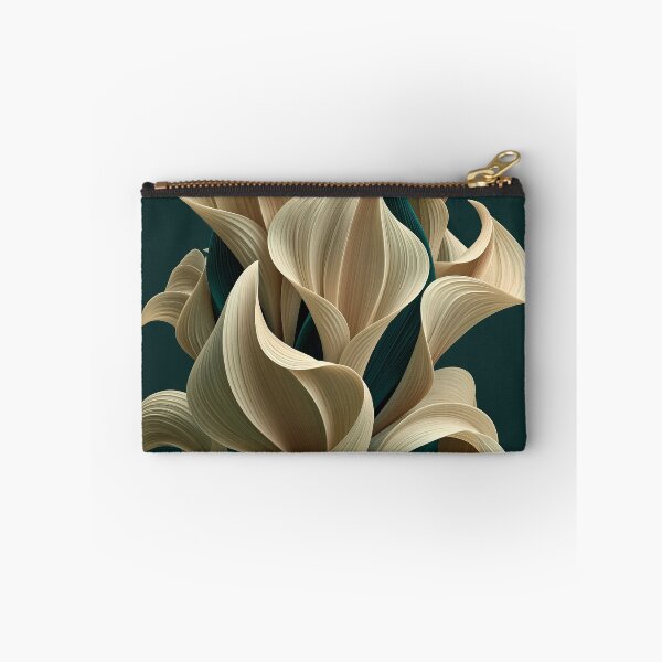 Item preview, Sculptural Organic Forms | Beige on Deep Forest Green Abstract Art designed and sold by SlowRegardArt.