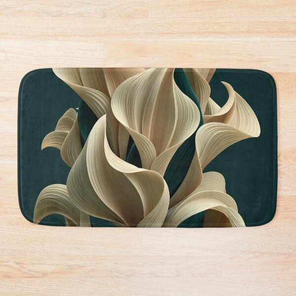 Item preview, Sculptural Organic Forms | Beige on Deep Forest Green Abstract Art designed and sold by SlowRegardArt.