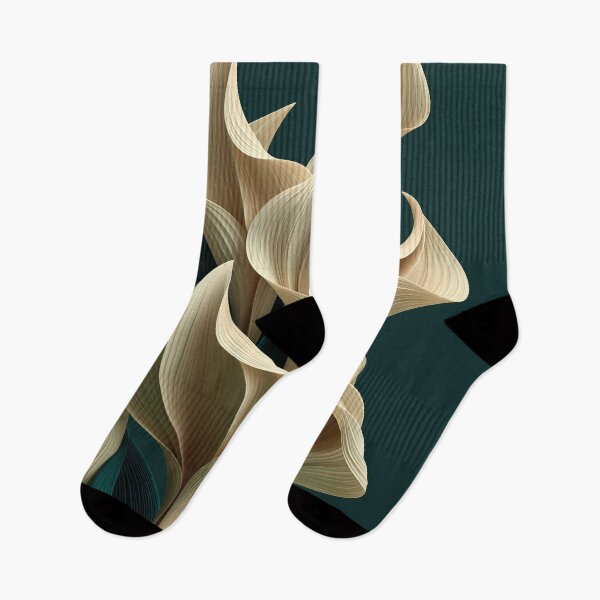 Item preview, Sculptural Organic Forms | Beige on Deep Forest Green Abstract Art designed and sold by SlowRegardArt.