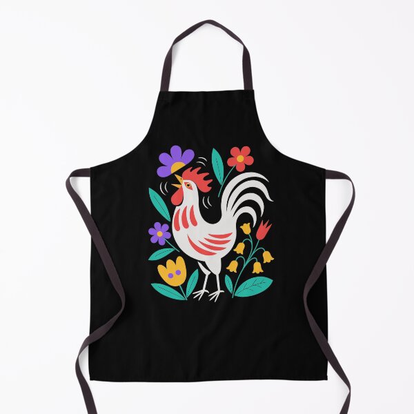 Item preview, Vintage Folk Art Rooster Floral Backyard Chicken designed and sold by AntiqueImages.