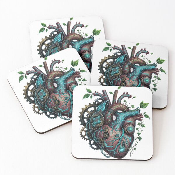Item preview, Mechanical Steampunk Human Heart Nature Leaves Art designed and sold by JeevanStickers.