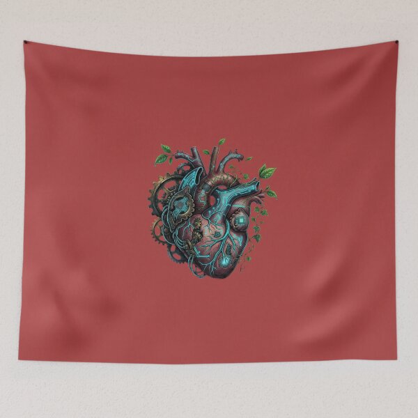 Item preview, Mechanical Steampunk Human Heart Nature Leaves Art designed and sold by JeevanStickers.