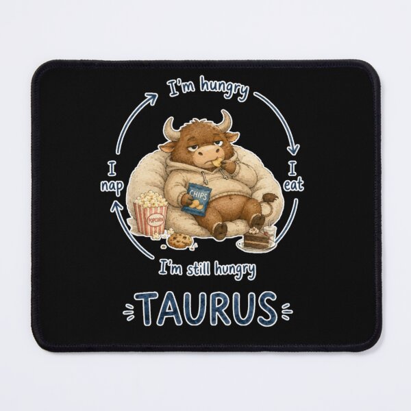 Item preview, Taurus Hungry Eat Nap Cycle Cute Bull Zodiac Meme Art designed and sold by AMS.