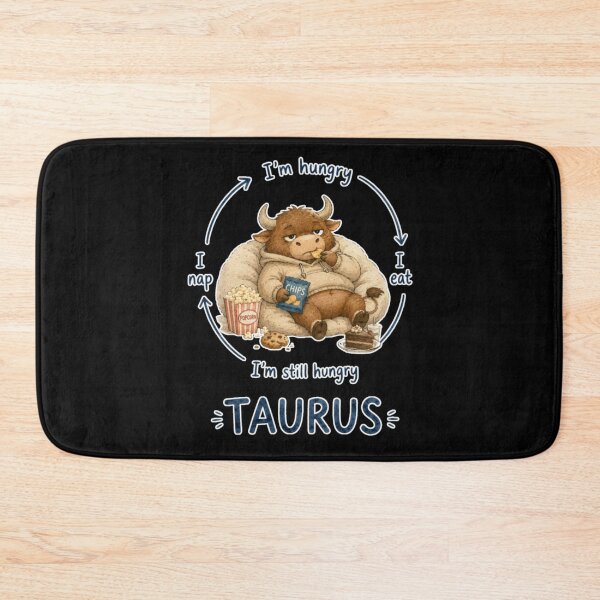 Item preview, Taurus Hungry Eat Nap Cycle Cute Bull Zodiac Meme Art designed and sold by AMS.