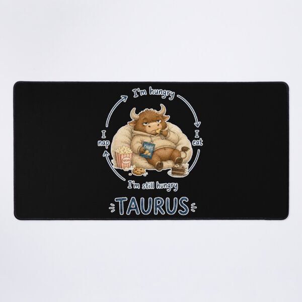 Item preview, Taurus Hungry Eat Nap Cycle Cute Bull Zodiac Meme Art designed and sold by AMS.