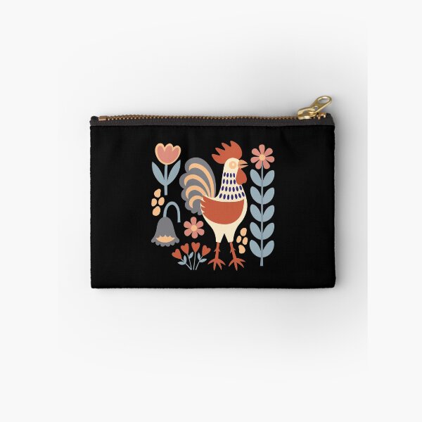 Item preview, Vintage Folk Art Rooster Floral Backyard Chicken designed and sold by AntiqueImages.
