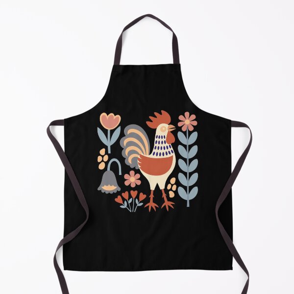 Item preview, Vintage Folk Art Rooster Floral Backyard Chicken designed and sold by AntiqueImages.