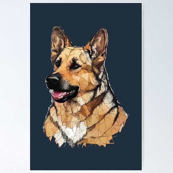 Item preview, Geometric German Shepherd – Modern Pet Art designed and sold by Tklezardesigns.