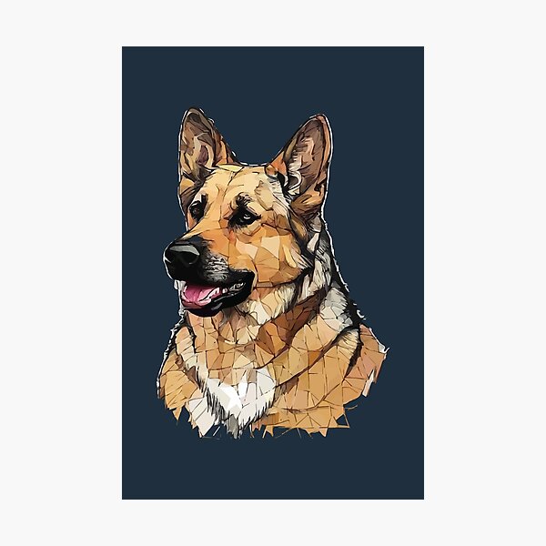 Item preview, Geometric German Shepherd – Modern Pet Art designed and sold by Tklezardesigns.