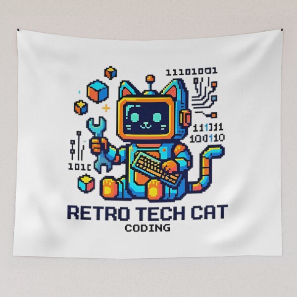 Item preview, Retro Tech Coding Catcoding cat designed and sold by GaditanoKbron.