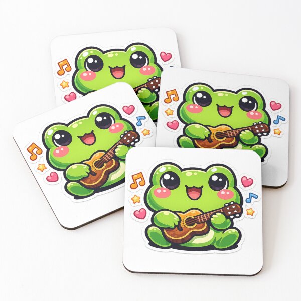 Item preview, Frog Musician Playing Tiny Guitar – Cute Cartoon Musical Frog Art designed and sold by ArtsyExplorer.