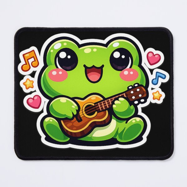 Item preview, Frog Musician Playing Tiny Guitar – Cute Cartoon Musical Frog Art designed and sold by ArtsyExplorer.