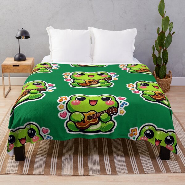 Item preview, Frog Musician Playing Tiny Guitar – Cute Cartoon Musical Frog Art designed and sold by ArtsyExplorer.