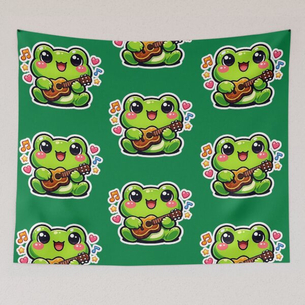 Item preview, Frog Musician Playing Tiny Guitar – Cute Cartoon Musical Frog Art designed and sold by ArtsyExplorer.
