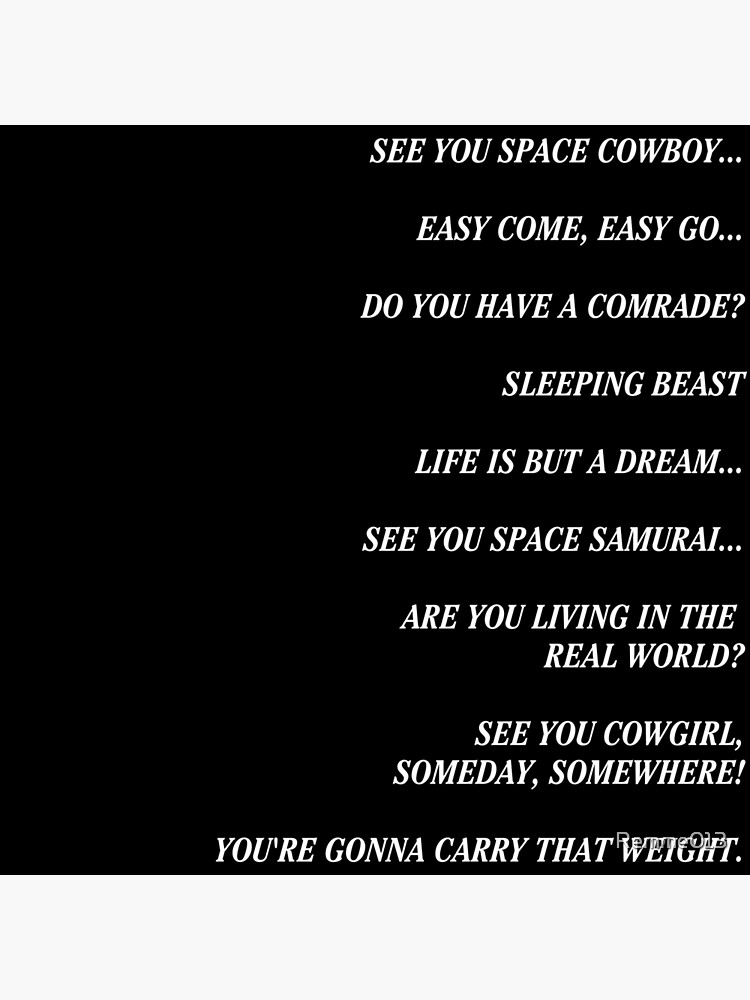 "Cowboy Bebop Closing Titles" Poster by Remme013 | Redbubble