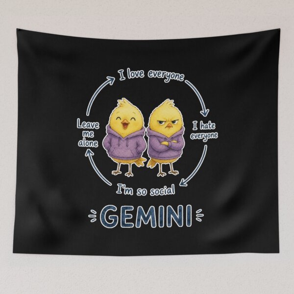 Item preview, Gemini Social Battery Twin Chicks Cute Zodiac Meme Art designed and sold by AMS.