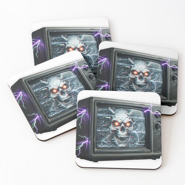 Item preview, Retro TV Glitch Skull Cyberpunk Horror Art designed and sold by JeevanStickers.