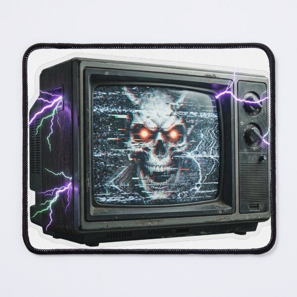 Item preview, Retro TV Glitch Skull Cyberpunk Horror Art designed and sold by JeevanStickers.