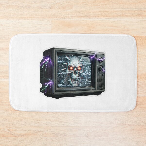 Item preview, Retro TV Glitch Skull Cyberpunk Horror Art designed and sold by JeevanStickers.