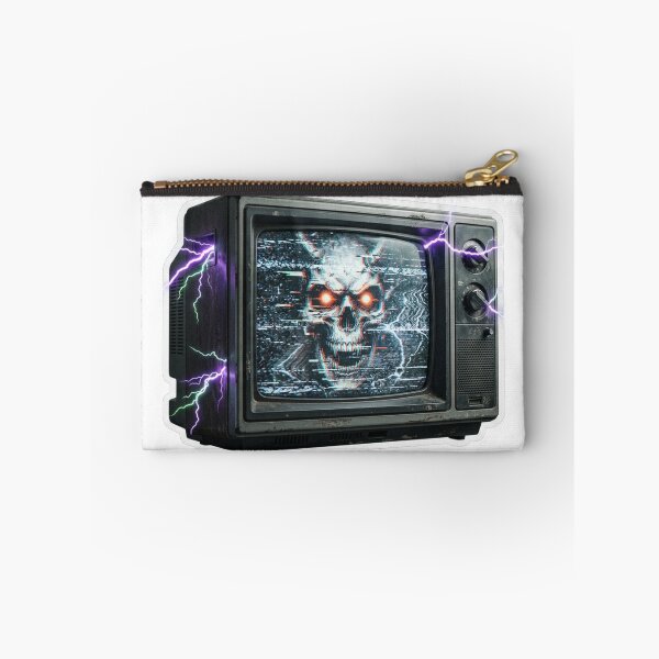 Item preview, Retro TV Glitch Skull Cyberpunk Horror Art designed and sold by JeevanStickers.