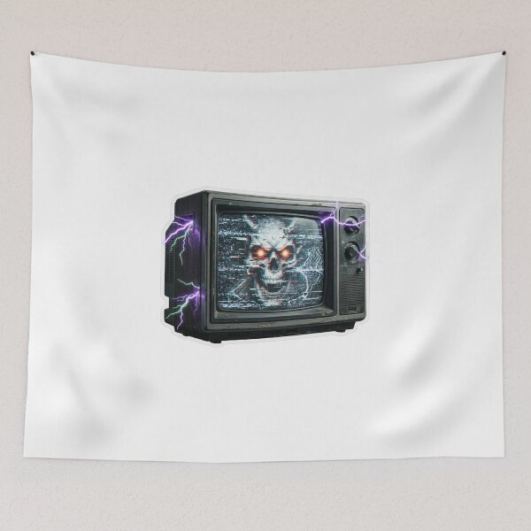 Item preview, Retro TV Glitch Skull Cyberpunk Horror Art designed and sold by JeevanStickers.