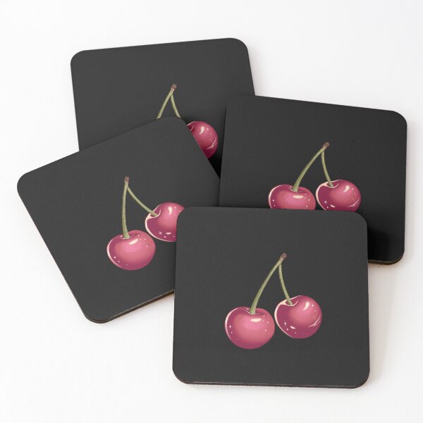 Item preview, Illustrated sparkly cherry sticker (black background) designed and sold by Planetkaz.
