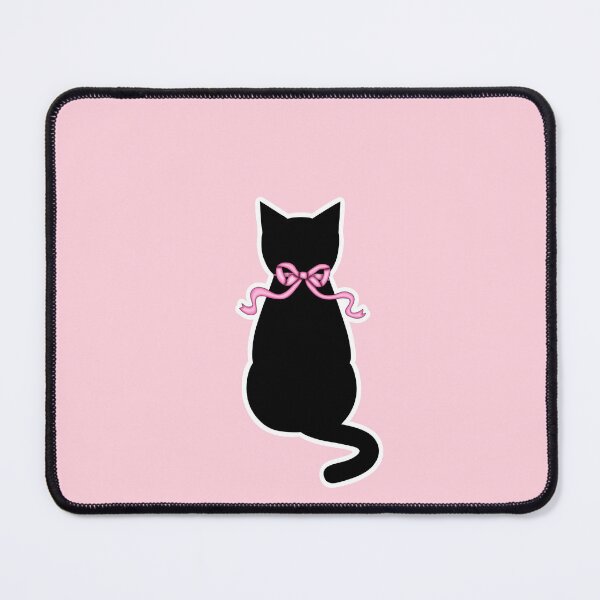Item preview, Coquette Sitting Cat Silhouette with Pink Ribbon Bow designed and sold by Kaimarbe | Cute Stickers & Apparel.