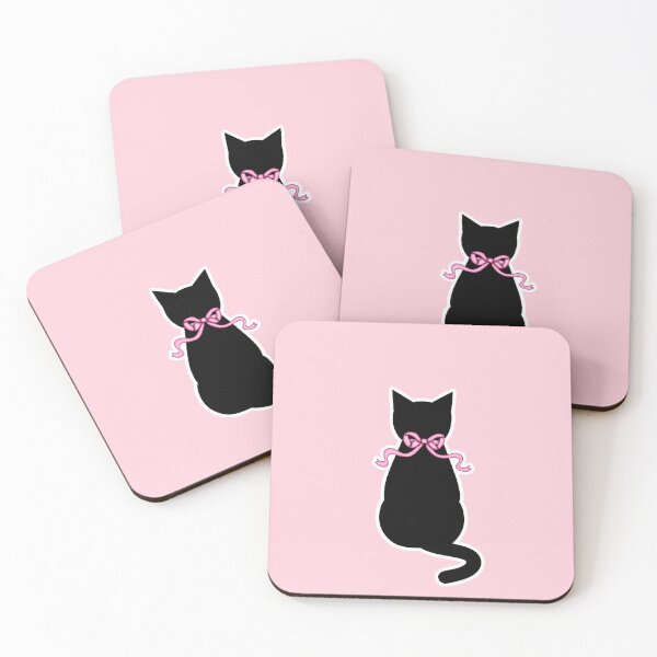 Item preview, Coquette Sitting Cat Silhouette with Pink Ribbon Bow designed and sold by Kaimarbe | Cute Stickers & Apparel.