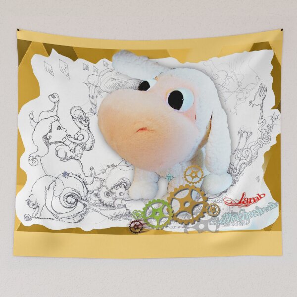 Item preview, Mechanical Lamb Toy with Musical Pierrot and Cat (Original Ink by ACCI) designed and sold by VanyssaGraphics.