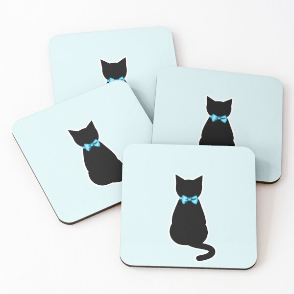 Item preview, Preppy Sitting Cat Silhouette with Blue Bow Collar designed and sold by Kaimarbe | Cute Stickers & Apparel.