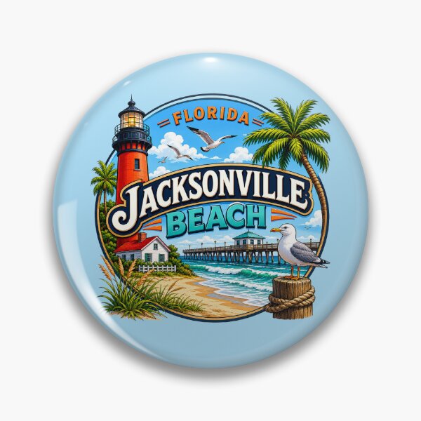 Item preview, Jacksonville Beach, Florida - Lighthouse Coastal Scene designed and sold by Myra365Art.