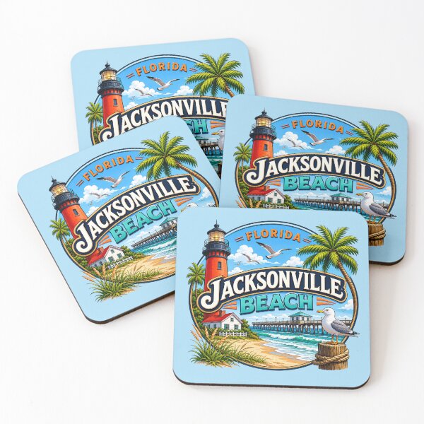 Item preview, Jacksonville Beach, Florida - Lighthouse Coastal Scene designed and sold by Myra365Art.