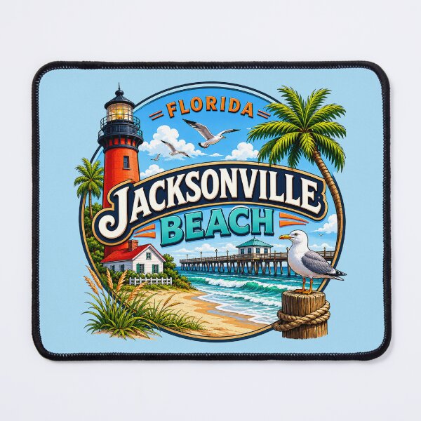 Item preview, Jacksonville Beach, Florida - Lighthouse Coastal Scene designed and sold by Myra365Art.