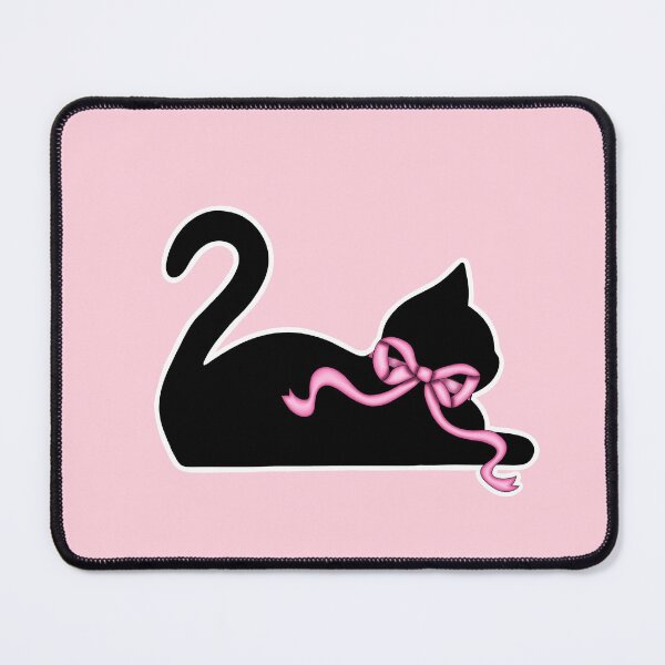 Item preview, Coquette Lounging Cat Silhouette with Pink Ribbon Bow designed and sold by Kaimarbe | Cute Stickers & Apparel.