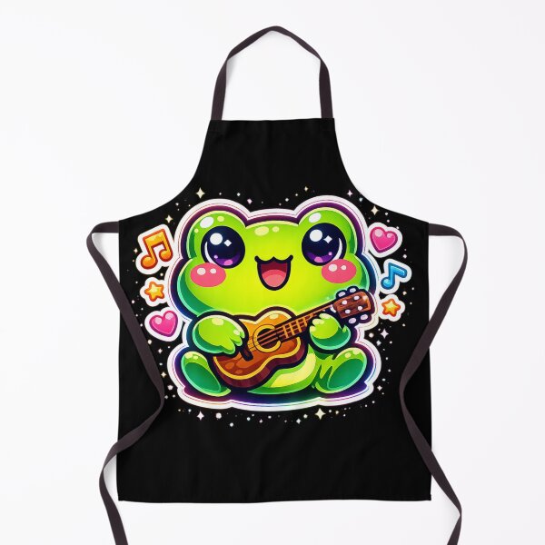 Item preview, Neon Frog Musician Playing Tiny Guitar – Cute Cartoon Musical Frog Art designed and sold by ArtsyExplorer.