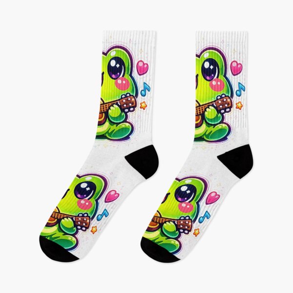 Item preview, Neon Frog Musician Playing Tiny Guitar – Cute Cartoon Musical Frog Art designed and sold by ArtsyExplorer.